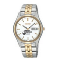 Seiko Men's Solar Round Two-Tone Bracelet Watch W/ White Dial from Pedre
